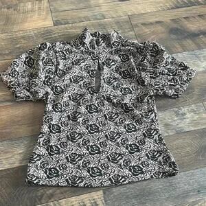 ANTHROPOLOGIE | X Small Petite Rose Puff Sleeve Too High Neck